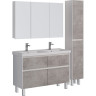 Тумба LEMARK COMBI 125 см под 2 раковины, подвесная/напольная, 4 ящика, фасад Бетон, корпус белый глянец LM03C125T-Beton